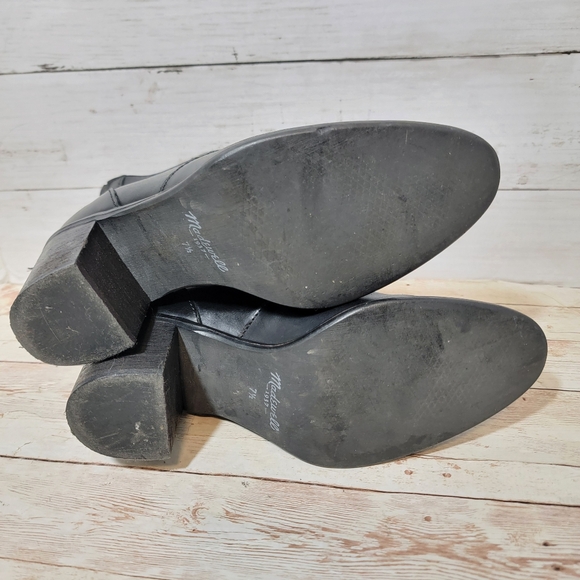 Madewell  Womens Leather Booties Ankle Boots Heels Back Zip B2061 Black Sz 7.5 - Picture 8 of 14